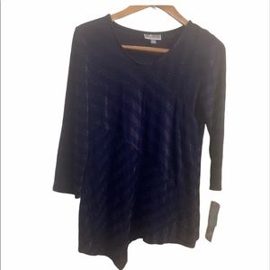 JM Collection black dressy blouse, copper accents